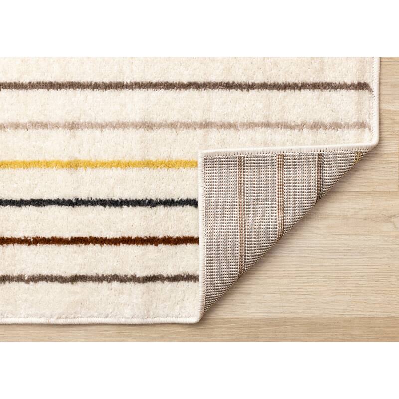 Cream Grey Multi-Colored Double Archway Area Rug