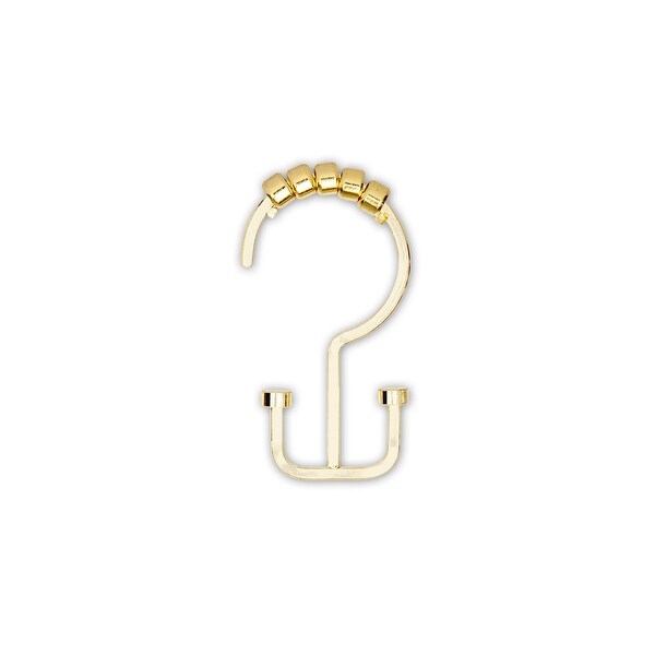Utopia Alley Deco Flat Double Roller Shower Curtain Hooks, Gold 
