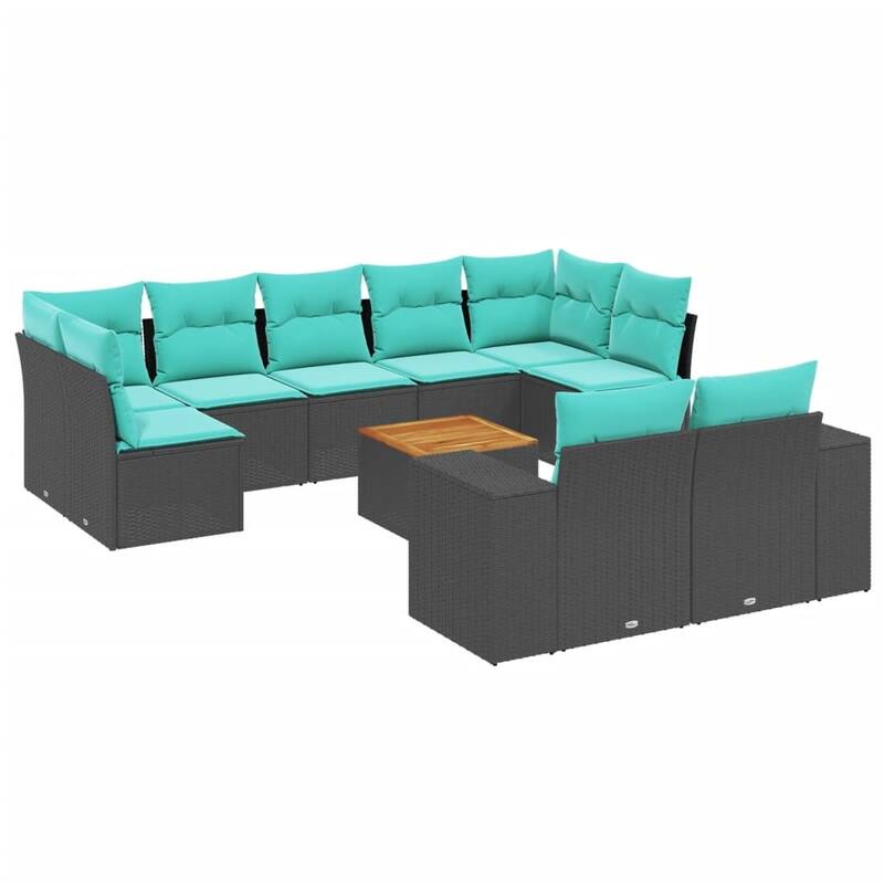 vidaXL Patio Sofa Set with Cushions Outdoor Furniture 10 Piece Poly Rattan - 24.4x 24.4x 27.2