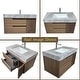 preview thumbnail 6 of 7, 36"Mid Century Modern Wall-Mounted Bathroom Vanities,Single Sink,Brown Wood Texture with Sintered Stone Table top