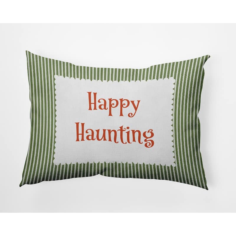 Halloween Happy Haunting Ticking Accent Pillow - Scallion - 14" x 20"