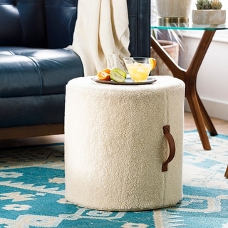 Eilee Faux Imitation Fur 16-inch Pouf with Handle - On Sale - Bed