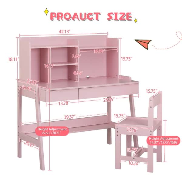 dimension image slide 0 of 2, Modern Classic Desk,Children'S Desk,Solid Wood Desk,Bedroom Boy and Girl Family Desk And Chair Set,Multi-Space Available