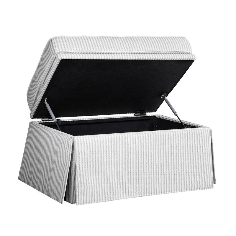 2 Set Rectangle Chenille Upholstered Storage Ottoman
