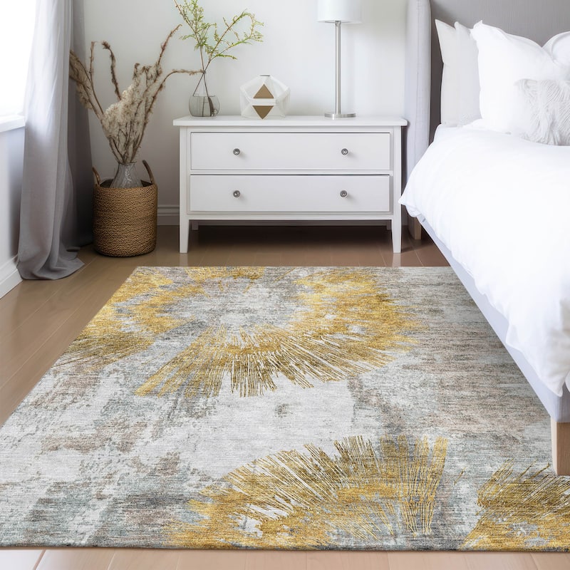 Machine Washable Indoor/ Outdoor Chantille Contemporary Starburst Rug