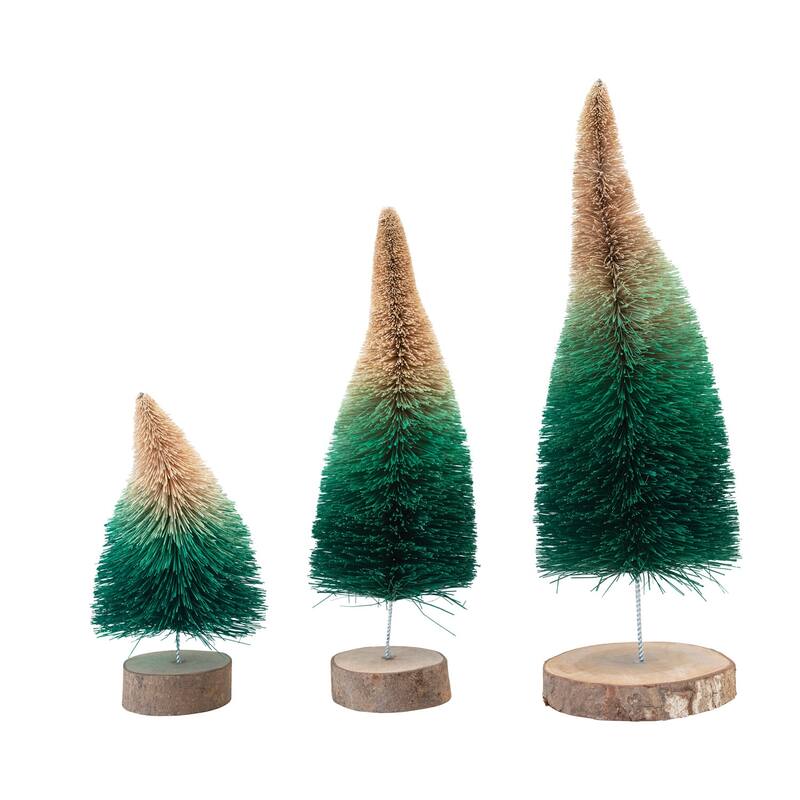 Curved Sisal Bottle Brush Tree with Wood Base