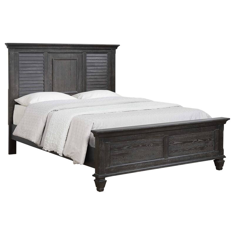 Franco Farmhouse Wood Panel Bed with Turned Leg