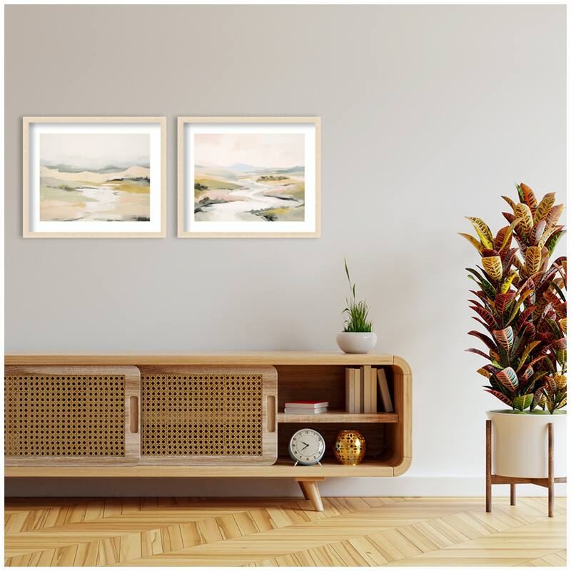 Kate and Laurel Tranquil Landscape No. 1 & No. 2 2 Piece Framed Wall Art Print Set by Amy Lighthall