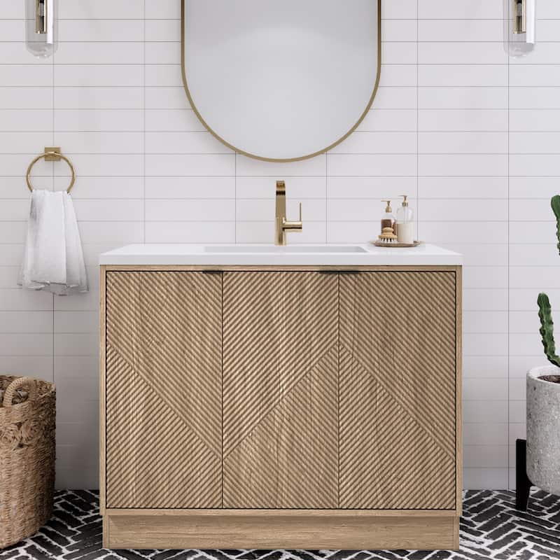 Milano 42" Freestanding (R) Bathroom Vanity with White Acrylic Sink