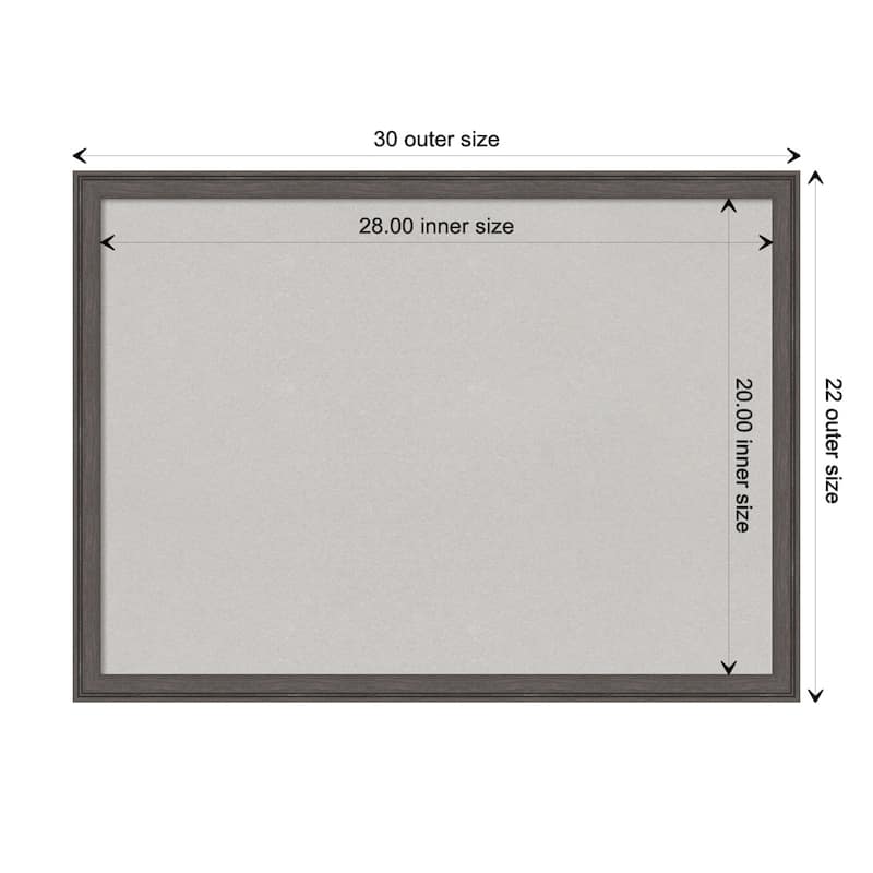 Florence Framed Grey Corkboard Bulletin Board - Florence Pewter - Board Size 28x20