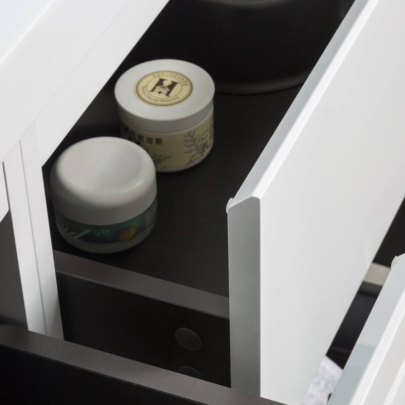 Freestanding Bathroom Vanity Set in HG-White with Integrated Solid Surface Sink