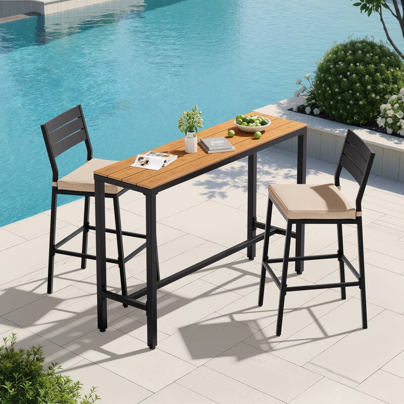 VredHom Outdoor Indoor Patio Rectangular Bar Table Pub Table - 55''-Brown-1PC