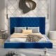 preview thumbnail 10 of 16, Queen Size Upholstery Storage Platform Bed with Storage Space on both Sides and Footboard Blue