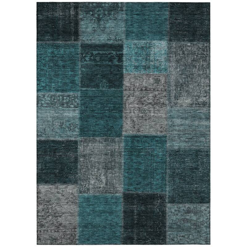 HomeRoots Patchwork Transitional Rectangle Outdoor Rug