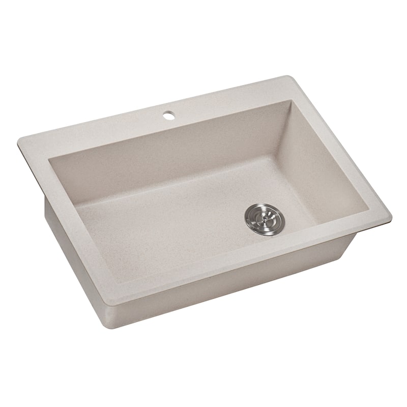 Ruvati 33 x 22 inch epiGranite Drop-in Topmount Granite Composite Single Bowl Kitchen Sink - Caribbean Sand - RVG1033CS