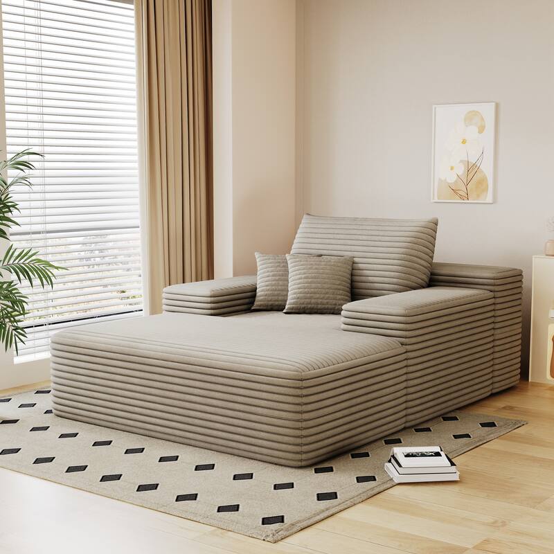51.2″ Corduroy 2-Seater Cloud Sofa with 600 lb Capacity & Ergonomic Pillows, No Assembly - Camel