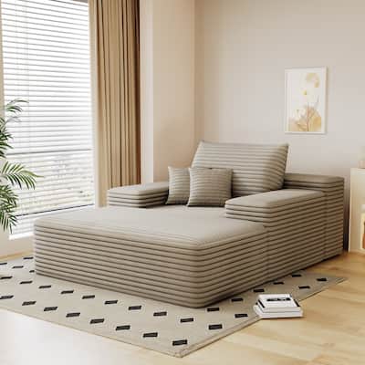 51.2″ Corduroy 2-Seater Cloud Sofa with 600 lb Capacity & Ergonomic Pillows, No Assembly
