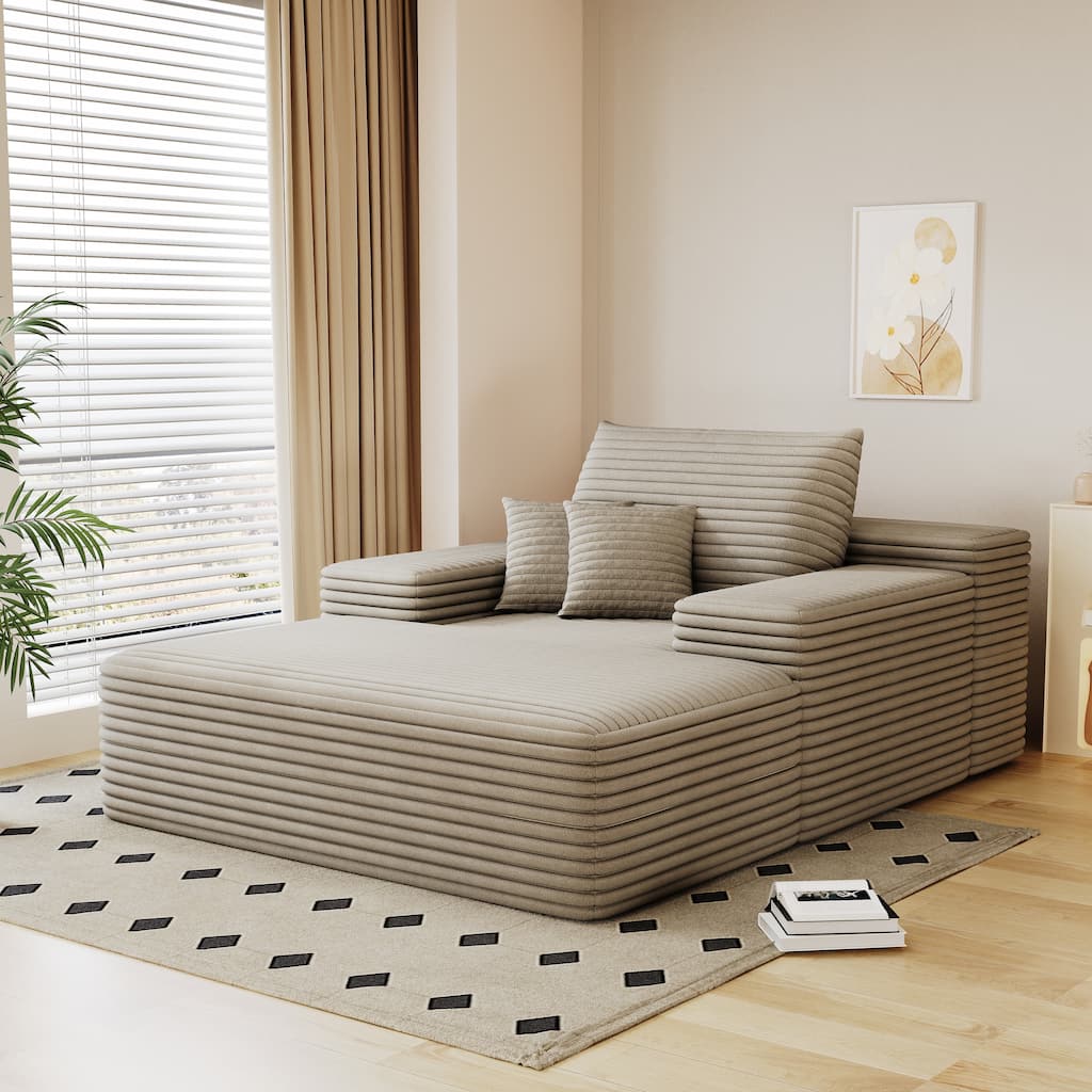 51.2″ Corduroy 2-Seater Cloud Sofa with 600 lb Capacity & Ergonomic Pillows, No Assembly