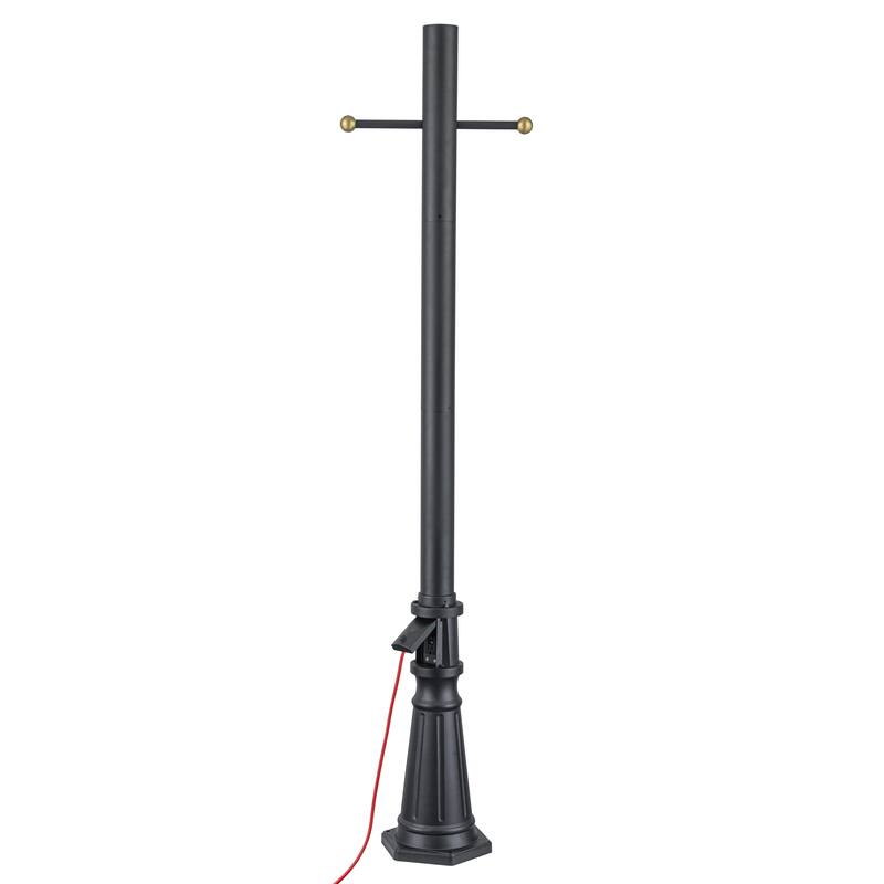 C Cattleya 72" Matte Black Aluminum Outdoor Lamp Pole with Base and GFCI Outlet - Matte-Black