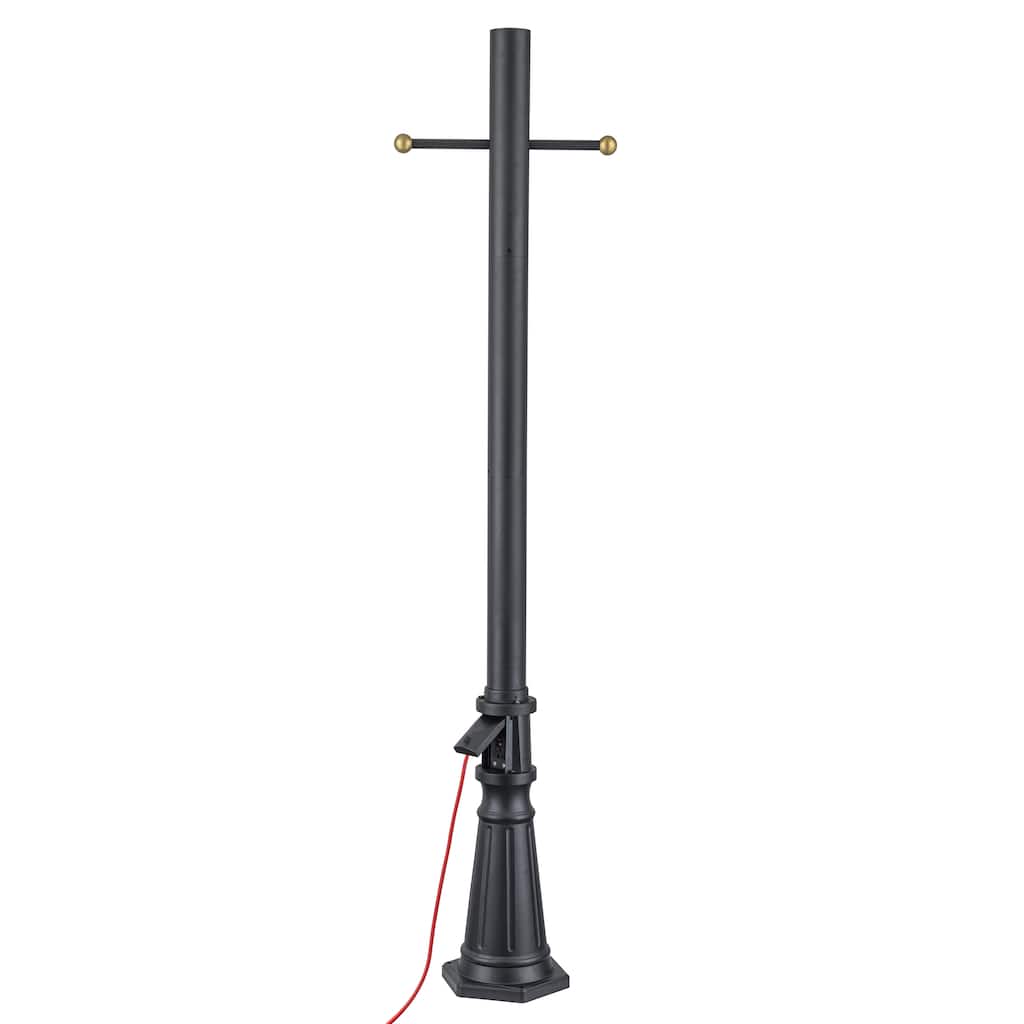 C Cattleya 72" Matte Black Aluminum Outdoor Lamp Pole with Base and GFCI Outlet