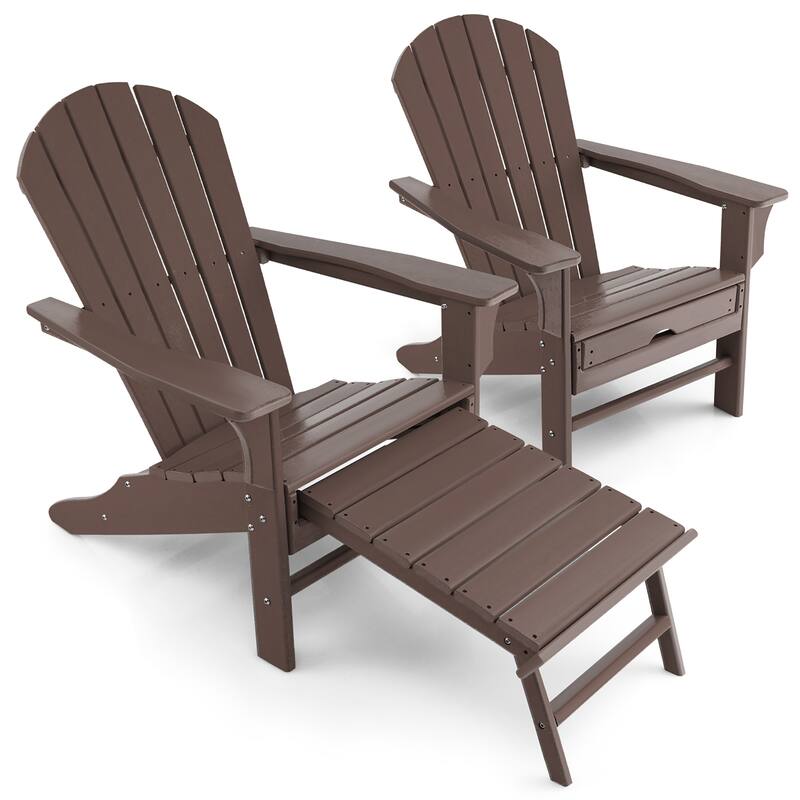 Costway 2 PCS Outdoor Patio HDPE Adirondack Chair Beach Seat - 29''x 53''x 37.5''