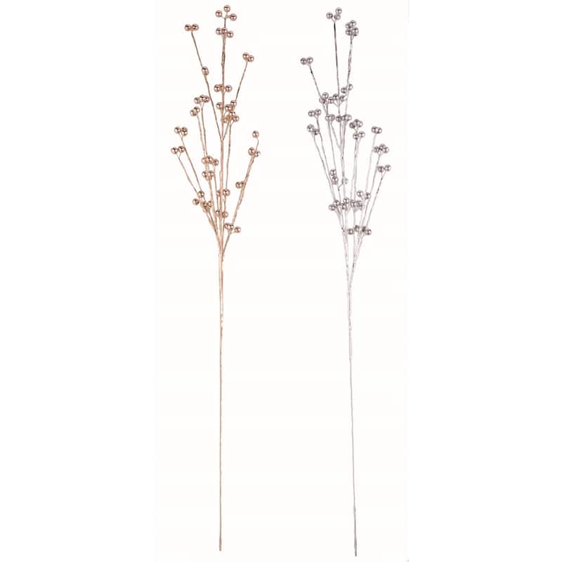 Transpac Acrylic Gold/Silver Bead Spray Set of 2 Fall/Harvest Home Decorations