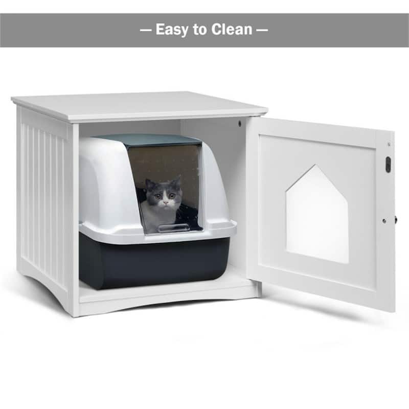 20"Brown Wooden Cat Litter Box End Table
