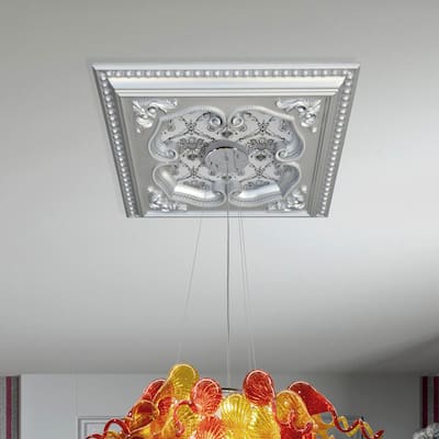 Silver Four Leaf Clover Square Chandelier Ceiling Medallion 24in