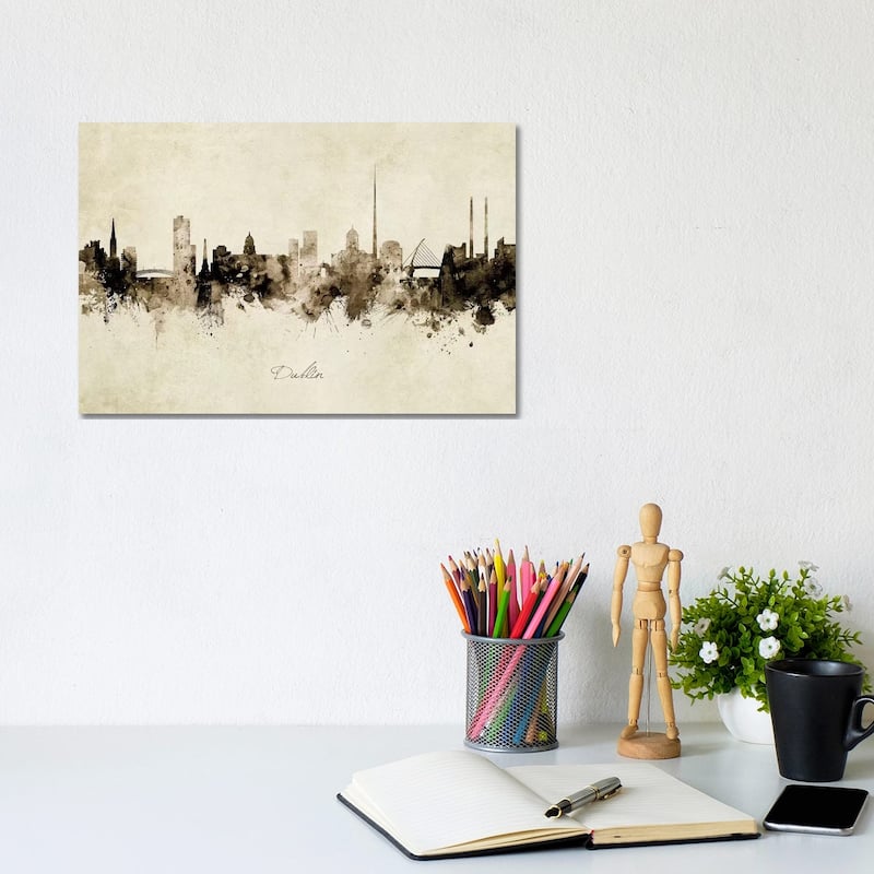 iCanvas "Dublin Ireland Skyline" by Michael Tompsett Canvas Print - 8x12x0.75