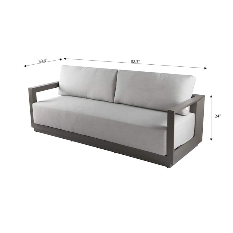 Elementi Newport Outdoor Aluminum 3-Seat Sofa with Sunbrella® Cushions