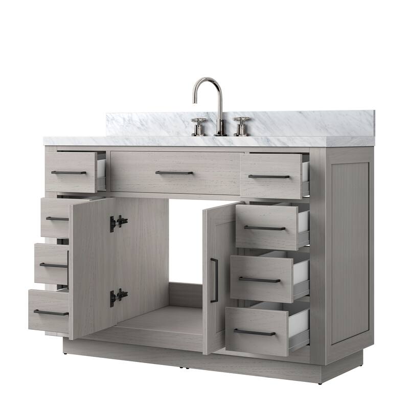 Abbey Bath Vanity with Carrara Marble Top, Sink and Faucet