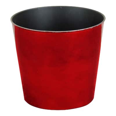 Cheungs Round, 9" shiny red planter with a tapered body - 12x12x11