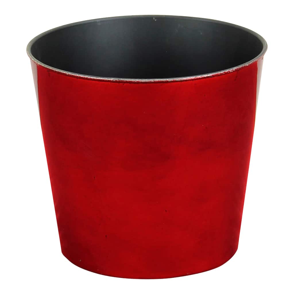 Cheungs Round, 9" shiny red planter with a tapered body - 12x12x11