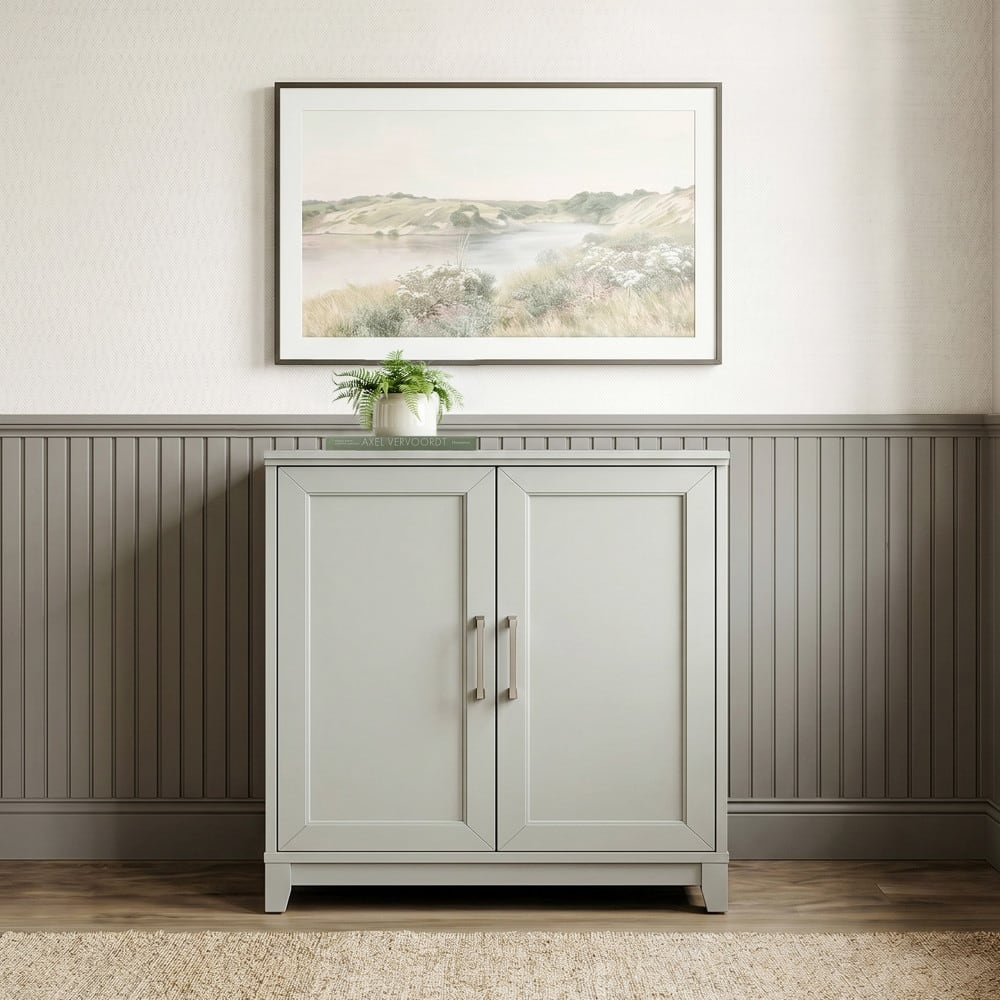Martha Stewart Wooden 2-Door Cabinet with Soft-Close Doors with Premium Hardware - 31.5"W x 16.75"D x 34.25"H