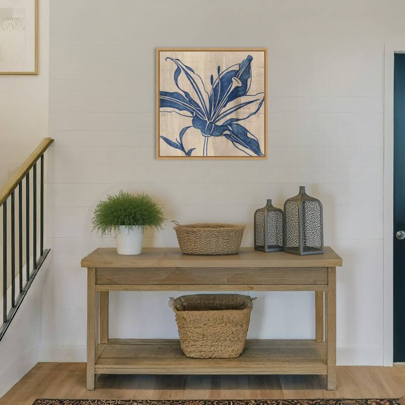 Indigo Lily by Chariklia Zarris (22 x 22 in.), Framed Canvas Wall Art Print