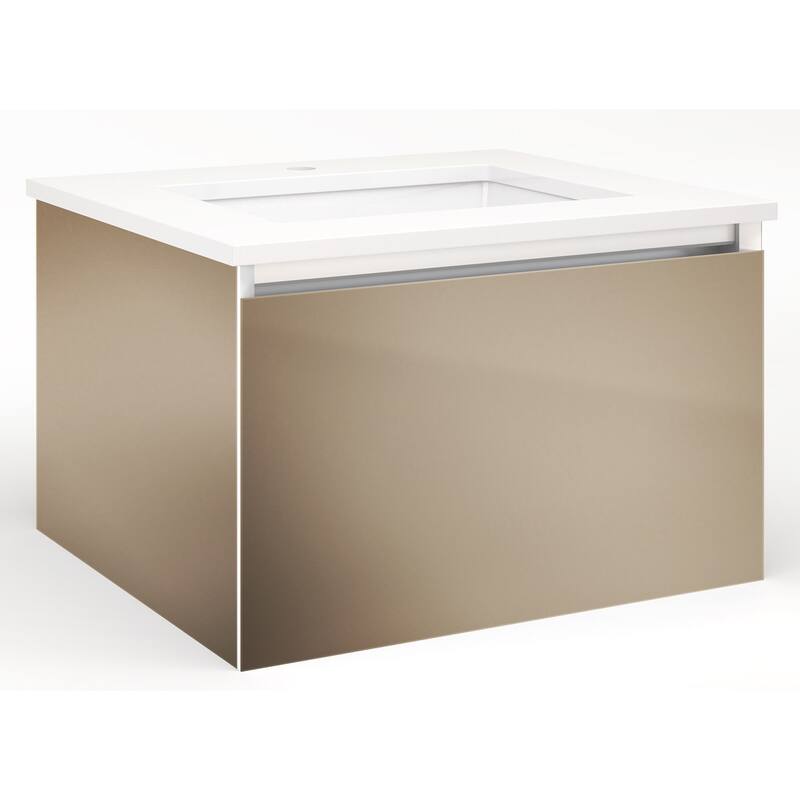 Robern Cartesian 24-1/8" Aluminum Vanity with Plumbing Drawer - Less - Satin Bronze - Bronze Finish