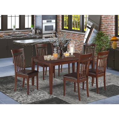 HomeStock 7-Piece Rectangle Cappuccino Finish Solid Wood Top Dining Table with 6 Chairs