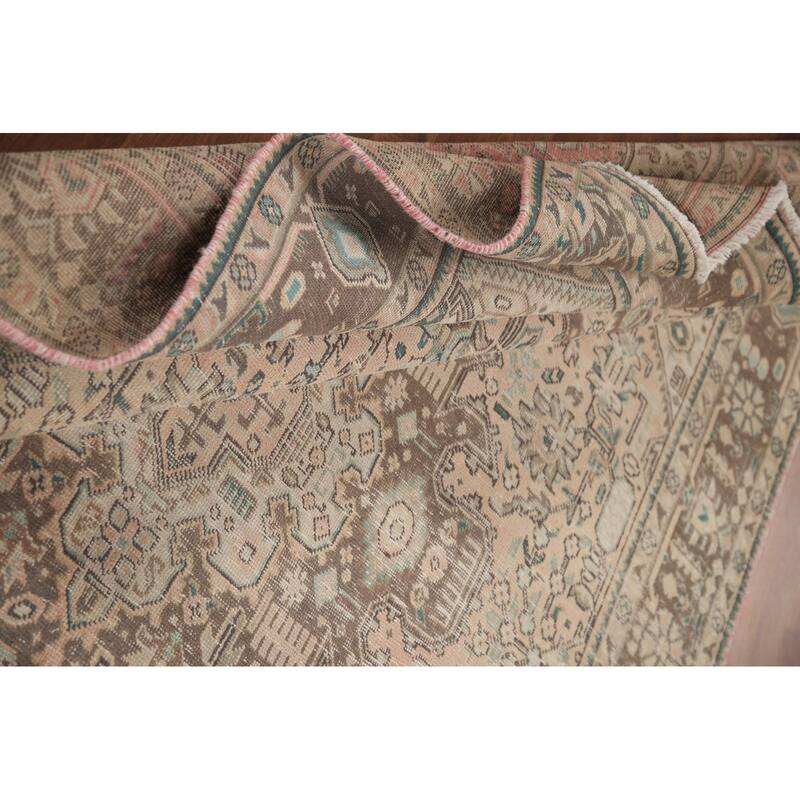 Hand Knotted Oriental 100% Wool Carpet Traditional Medallion Peach Tabriz Area Rug - 9' 8'' X 6' 4''