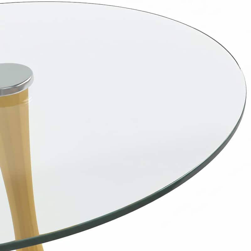 Bristol 40" Modern Round Dining Table with Accent Gold Steel Pedestal Base, Scratch-Resistant and Easy-Care