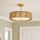 preview thumbnail 31 of 71, 3-Light 20"W Drum Fabric Semi Flush Mount Pendant Chandelier Brass with Woven Shade