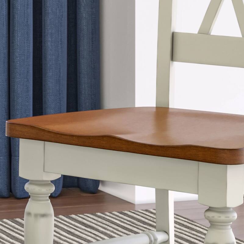 Monarch Off-White Wood 7 Piece Dining Set With18" Removable Leaf by Homestyles