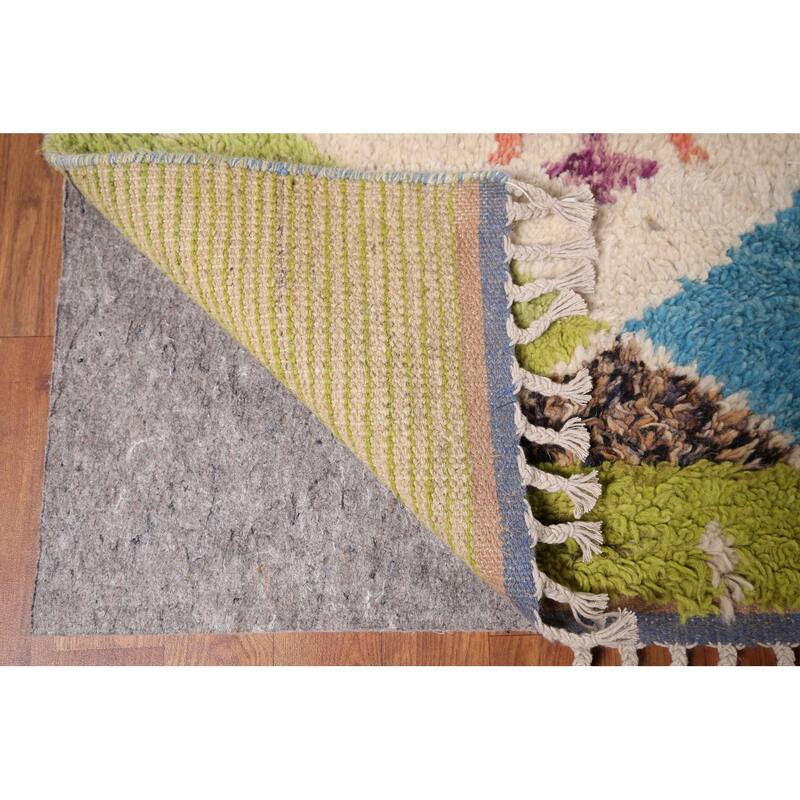 Colorful Trellis Plush Moroccan Style Rug Hand-Knotted Wool Carpet - 8'10" x 12'5"