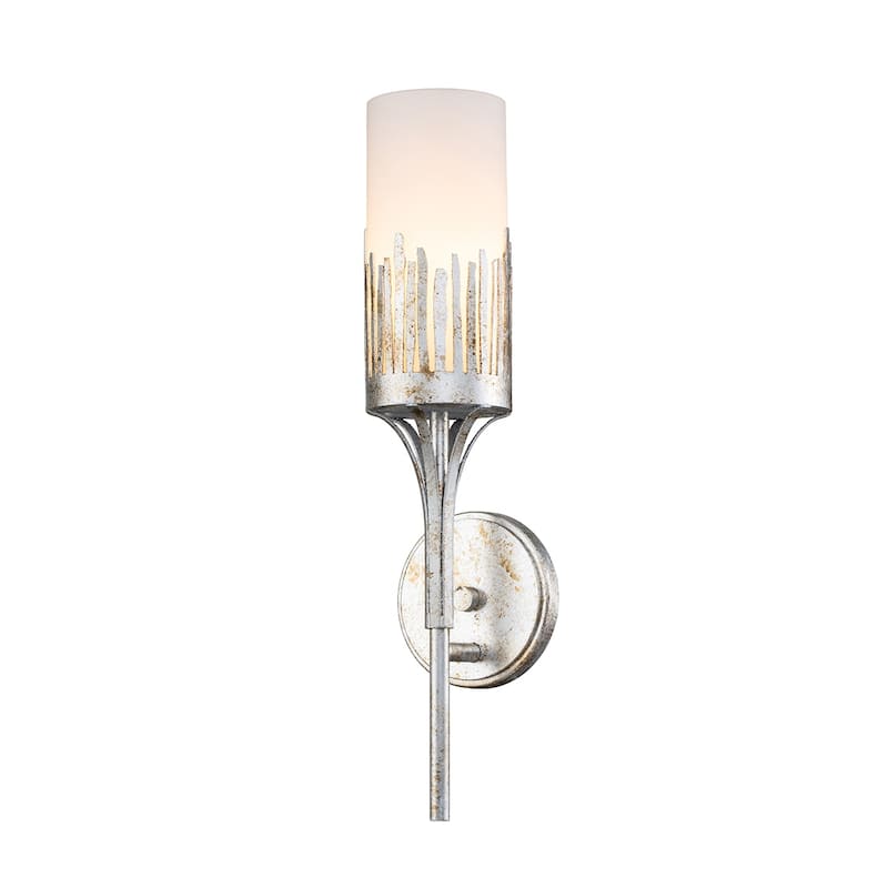Sawgrass 1 Light Sconce in Silver Leaf - 17"L x 5"D x 4"H
