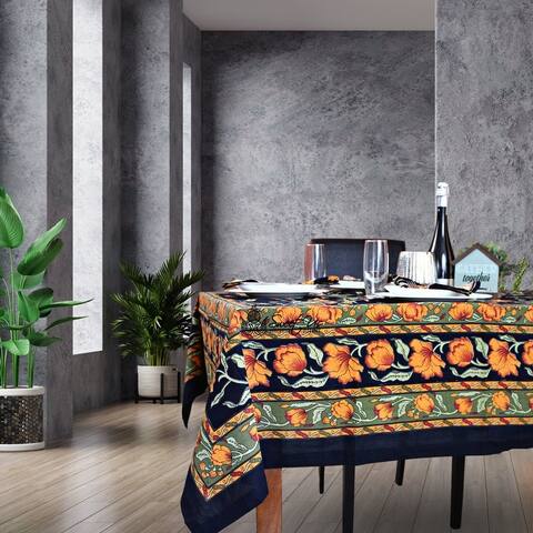 Affluent French Country Floral Cotton Tablecloth Square, Rectangle