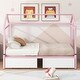 preview thumbnail 3 of 5, Metal Twin XL to King Twin Size House-shaped Platform Bed with 2 Drawers