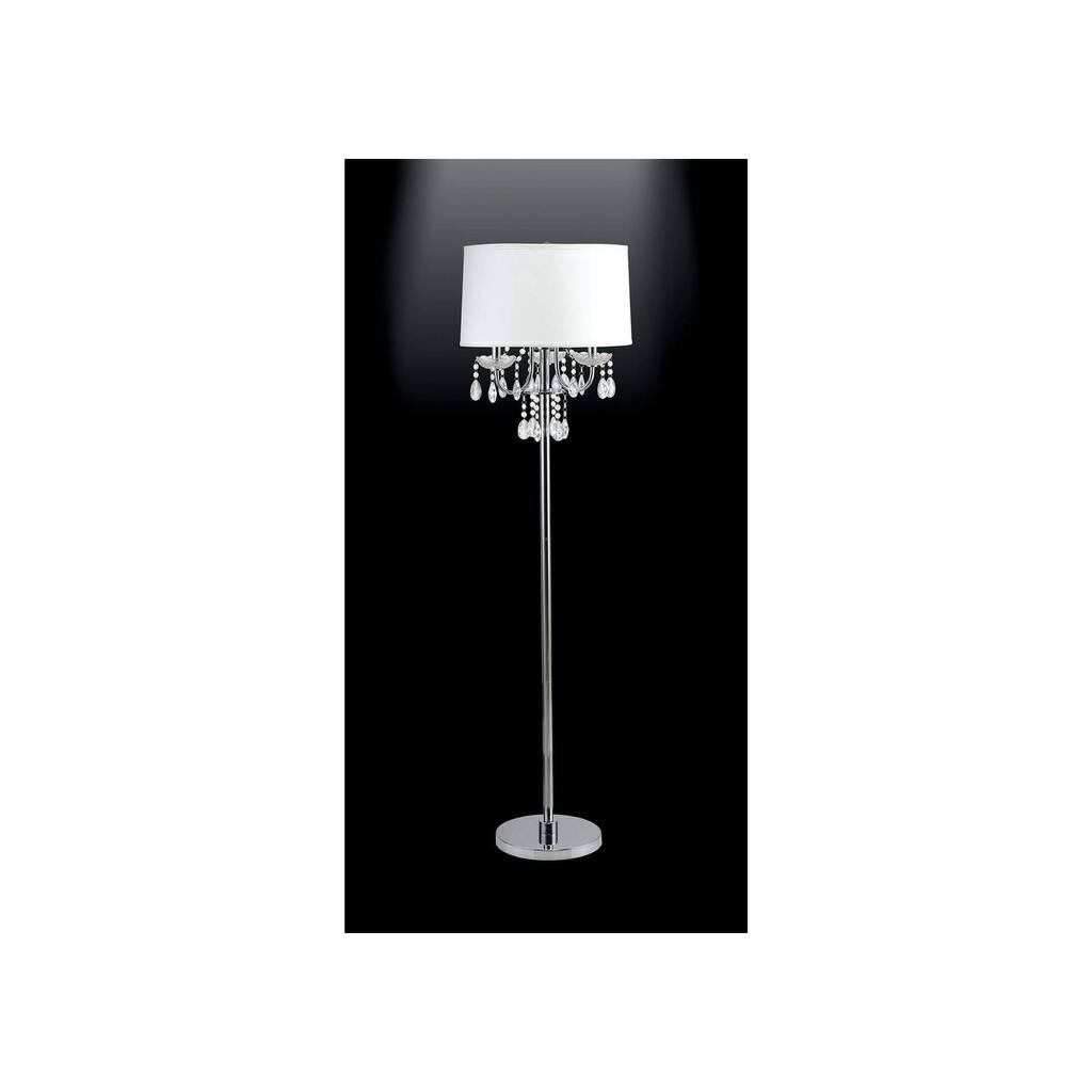Floor Lamp with Hanging Crystal Droplets, White