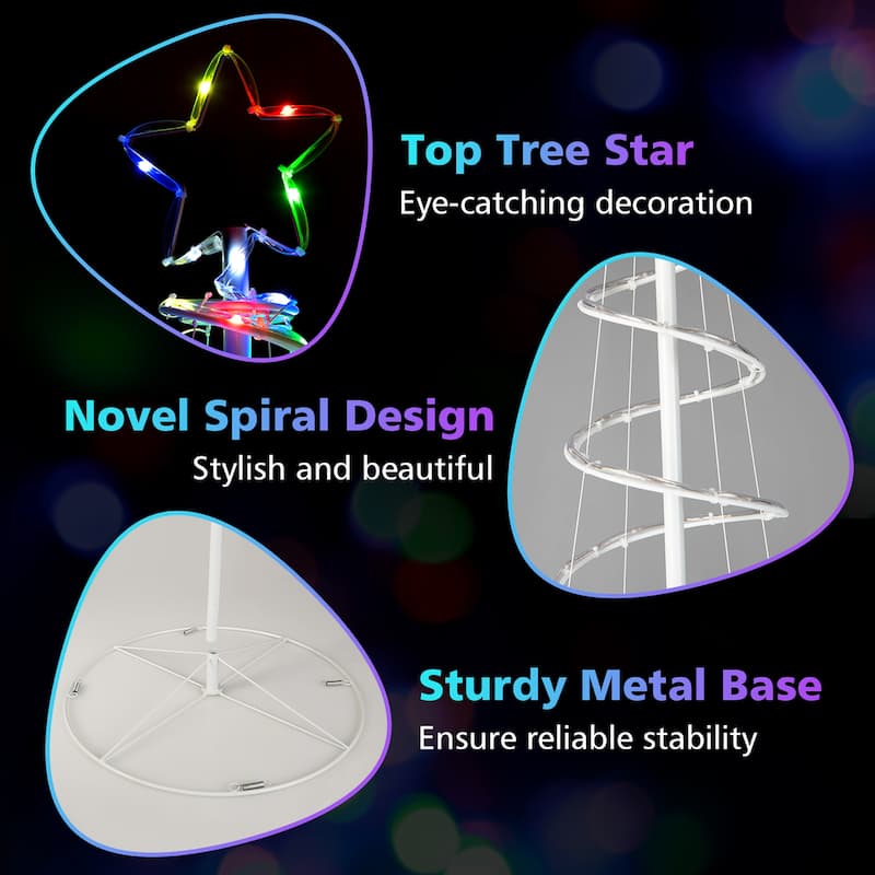 6 FT Spiral Christmas Tree w/ LED Lights 10 Lighting Modes APP Control