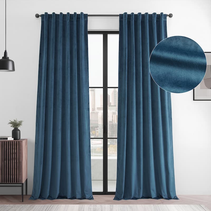 Exclusive Fabrics Basic Deluxe Velvet Room Darkening Curtain Pair - 2 Panels Window Curtains
