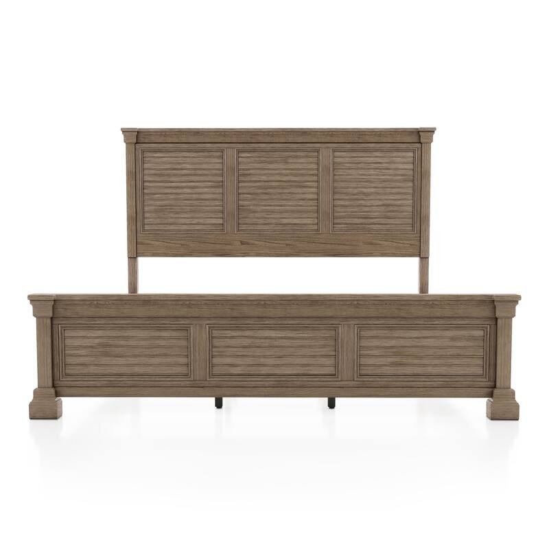 Furniture of America Wacine 5-Piece Weathered Grey Solid Wood Panel Bedroom Set