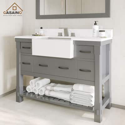 CASAINC 36"48"60" Farmhouse Bathroom Vanity with Sink in Grey